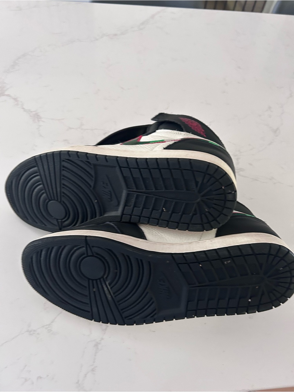 Nike Air Jordan 1 Mid Black White with green and burgundy accents - Picture 3 of 5